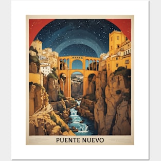 New Bridge Ronda Andalucia Starry Night Spain Travel Tourism Retro Vintage T-Shirt Posters and Art